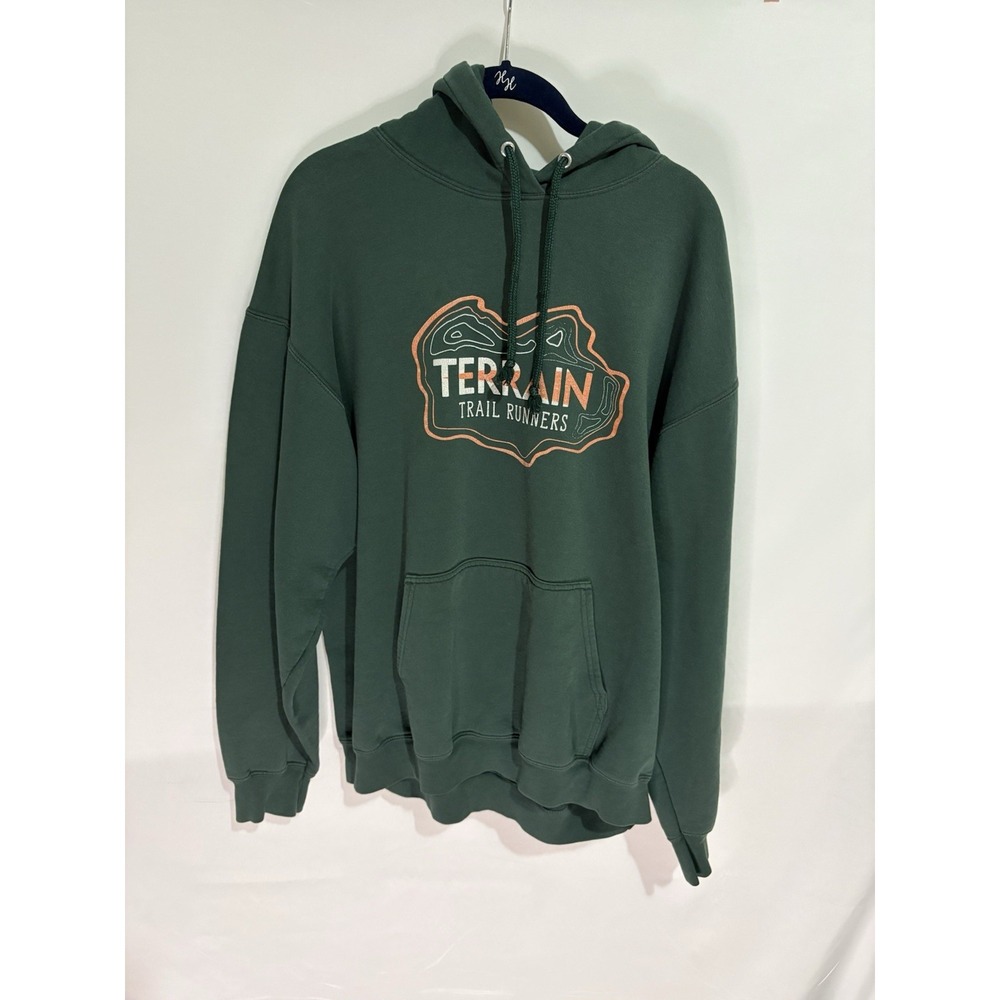 Port & Company Terrain Trail Runners Green Hoodie Womens XL Pullover Core Fleece